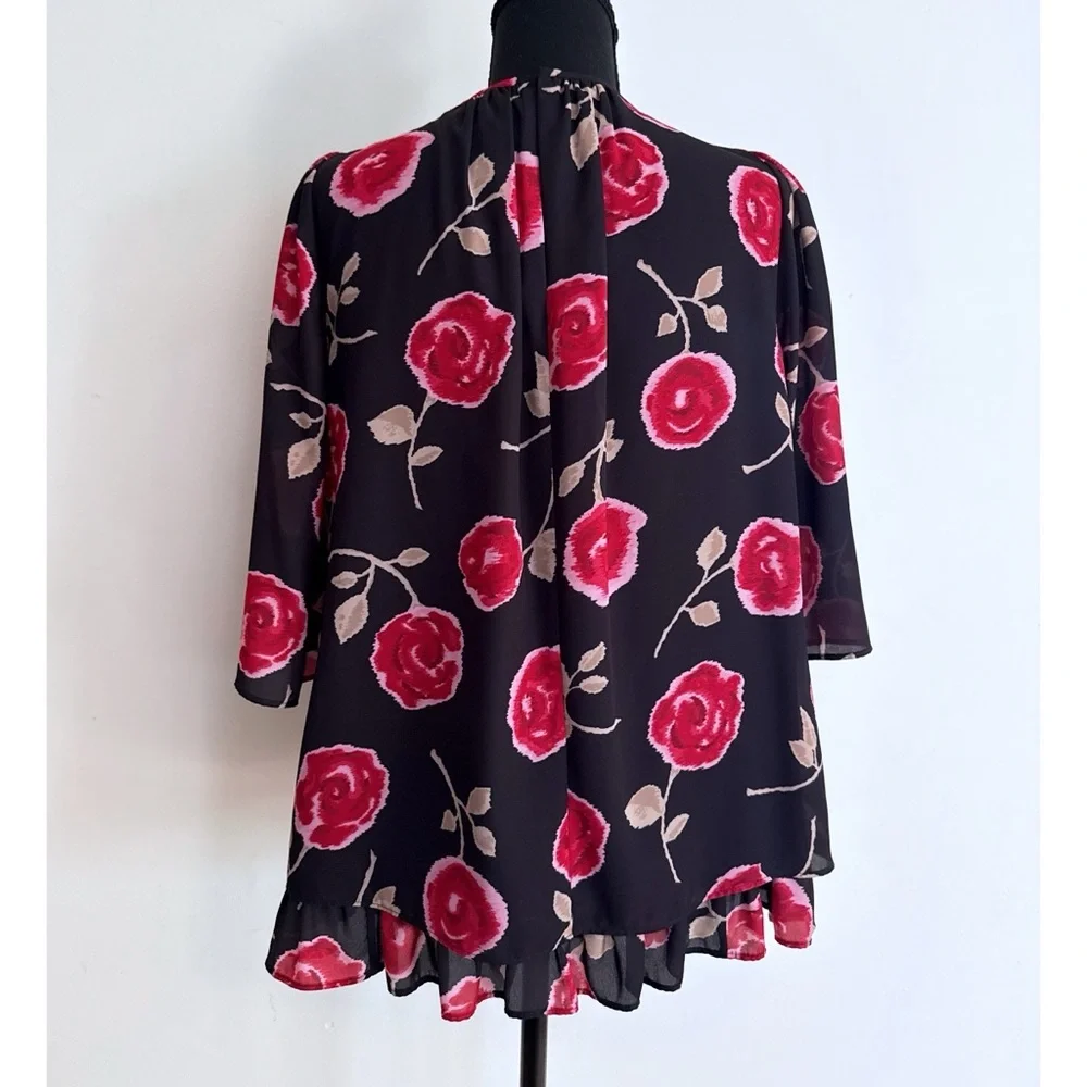 EUC Kate Spade NY Hazy Rose Floral Double Layer Ruffle Tier Top Blouse S​